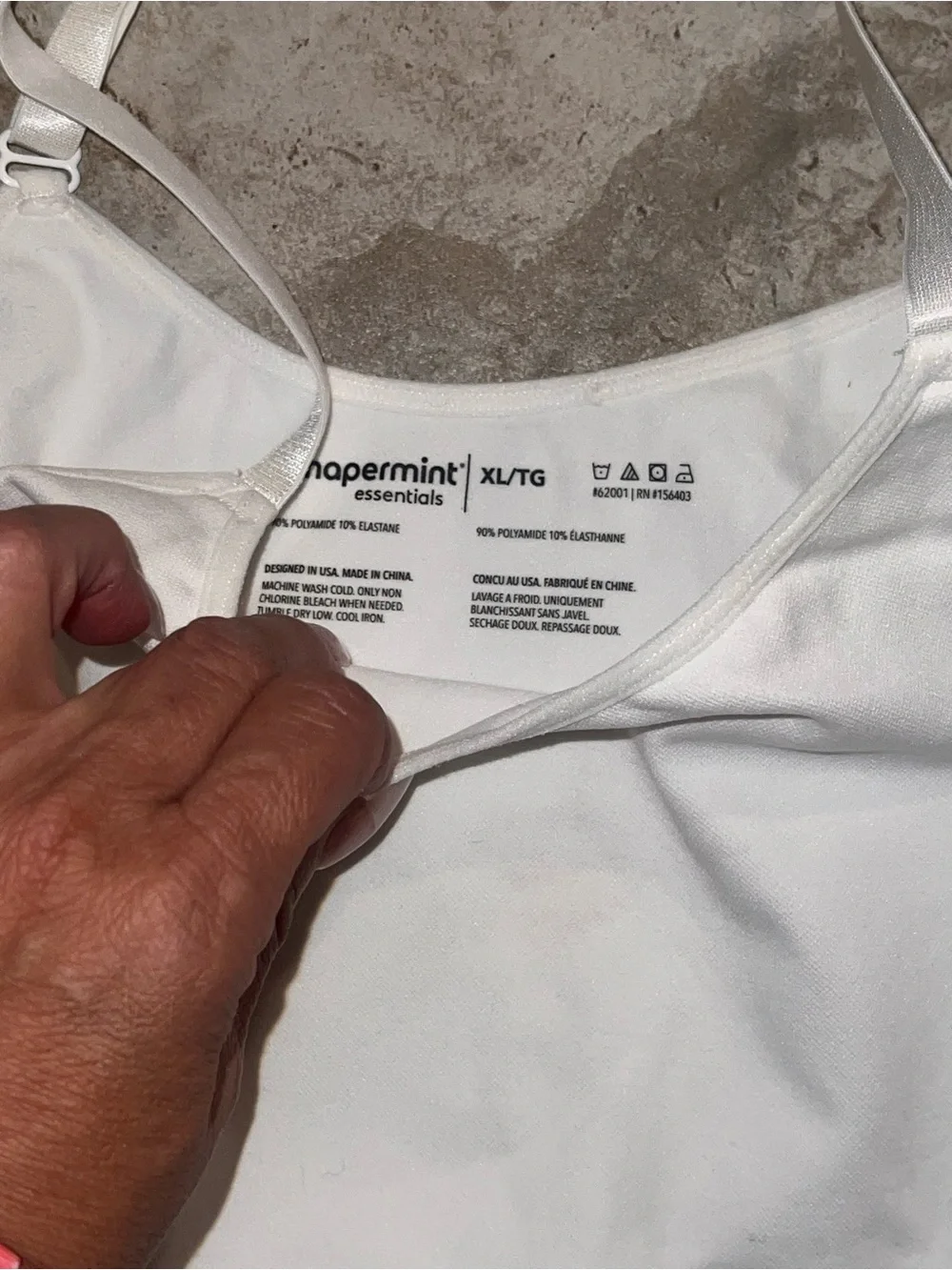 SHAPEMINT XL  White Stretch Camisole with Adjustable Straps